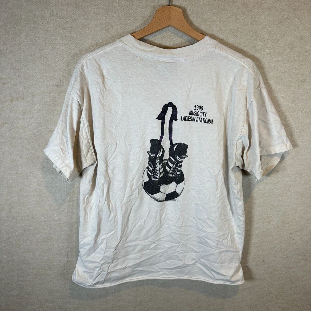 Vintage 1995 Music City Nashville Ladies Invitational Soccer T Shirt L Oneita